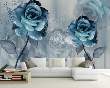 beibehang אישיות טפט בצבעי מים רוח בהיר צבע כחול קוסמת פרחוני ספה רקע הטלוויזיה המסמכים דה parede tapety