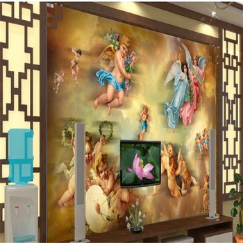 beibehang הסלון מלאך יפה ציור שמן הטלוויזיה רקע קיר מותאם אישית גדול פרסקו טפט ירוק המסמכים דה parede