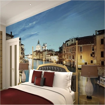 beibehang ונציה האירופי אדריכלי נוף גדולה טפט לחדר השינה ציור בסלון טלוויזיה רקע ציור קיר נייר