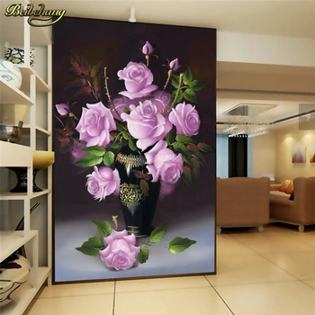 beibehang תמונה מותאמת אישית טפט קיר קיר מדבקה קלאסית אגרטל פרחים ציור שמן ארקייד במעבר הטלוויזיה רקע קיר
