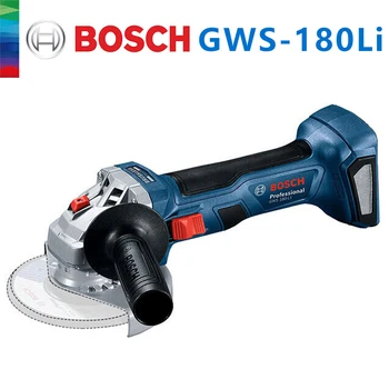 Bosch GWS 180 ליתיום 18V אלחוטי ללא מברשות מטחנת זווית חיתוך מכונת ליטוש מקצועית, כלי עבודה (ללא סוללה)