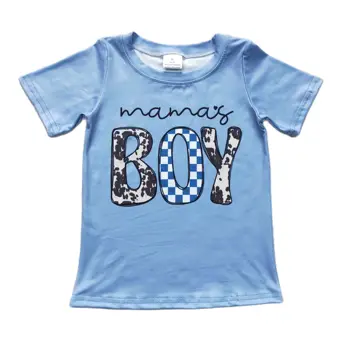 BT0183 בנים מכתב כחול עם שרוולים קצרים למעלה קיץ נוח סגנון מקרית בגדי ילדים