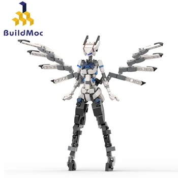 BuildMoc אבני הבניין להגדיר כנף באני ילדה מכא דמויות מלאך ארנבת נקבה בירדי רובוט לבנים צעצוע לילדים מתנת יום הולדת.