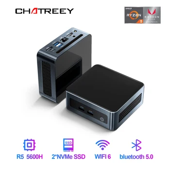 Chatreey Mini PC AN2 PRO Ryzen 5 5600H 6 ליבות משחקי מחשב שולחני NVME SSD WIFI6 HDMI DP-Windows 11 Pro