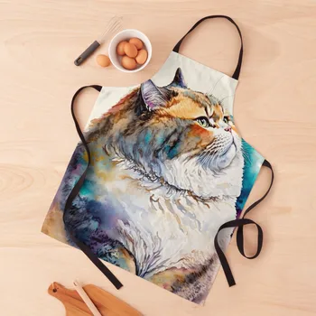 Chonk חתול בצבעי מים 02 סינר של נשים שמלות הסינר גבר תספורת