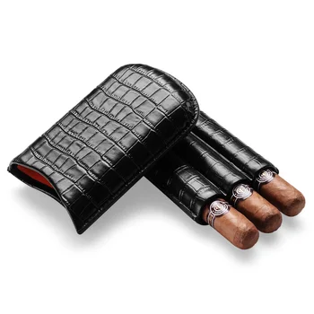 CIGARLOONG נייד עור הסיגרים נסיעות סיגר לחות קייס מתאים 2 מקלות סיגר הטבק בעל CLH-0050-3