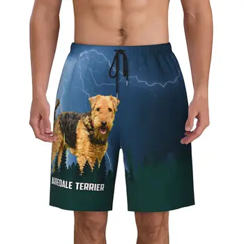 CLOOCL קצרים חוף ארדייל טרייר-כלב 3D הדפסה קצרים אופנה גברים תחתונים אלסטיים שרוך החג ספורט מכנסיים קצרים