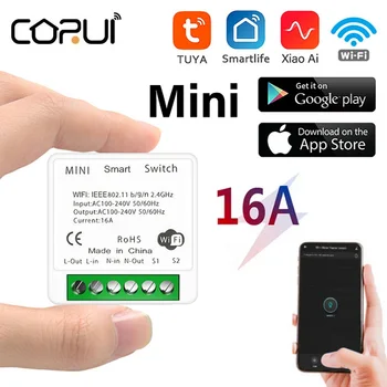 CORUI 16A מיני Wifi חכם להחליף Supporte 2-דרך בקרת טיימר חכם, אוטומציה ביתית אלחוטית מתגים תואם עם אלקסה Tuya