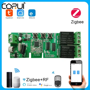 CoRui Tuya Zigbee+RF 1/2way DIY חכם אור מודול מתג DC 5/12/32V RF433 לקבל 10A ממסרים לעבוד עם אלקסה Google עוזר