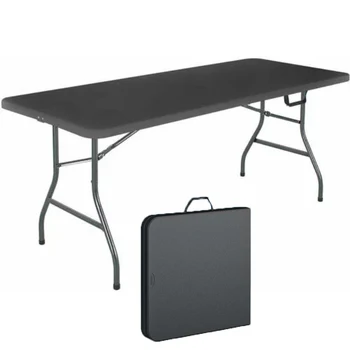 Cosco 6 רגל קמפינג חיצונית שולחן שחור אמצע המזוודה שולחן מתקפל נייד