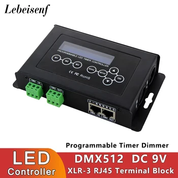DC 9V LED טיימר דימר DMX512 לתכנות בקר 4 דרך XLR-3 RJ45 טרמינל בלוק עם תצוגת LCD לצמחים באקווריום אור