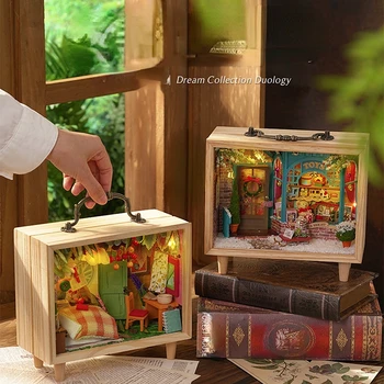 DIY קטן תיבת עץ יער חלום הבית חנות סדרה חלום אריגה אוסף II עיוור תיבת צעצוע אחסון