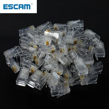 ESCAM 20/50/100PCS Cat6 Cat6e כבלי Ethernet מודול Plug מחבר רשת הקריסטל עץ מצופה זהב כבל הרשת