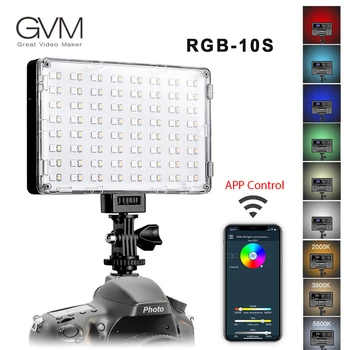 GVM RGB-10 RGB LED Video Light מצלמה צילום למלא תאורה Wi-Fi שליטה 2000k-5600K RGB צילום וידאו המנורה