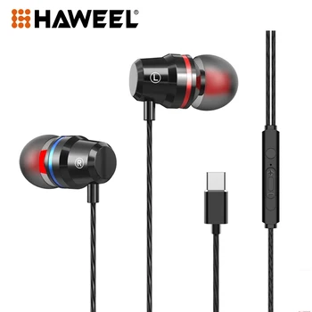 HAWEEL USB-C/Type-C ממשק באוזן קווי מגה בס 