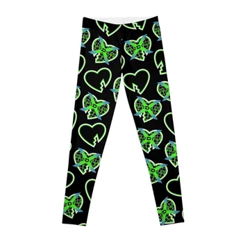 HBK IYH '97 DX שחור/ירוק בלב קולאז' חותלות של נשים פוש-אפ leggins כושר מכנסיים נשים מכנסיים