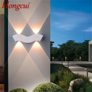 Hongcui חיצוני לבן קיר אור LED המודרני עמיד למים פמוטים המנורה הביתה מרפסת קישוט