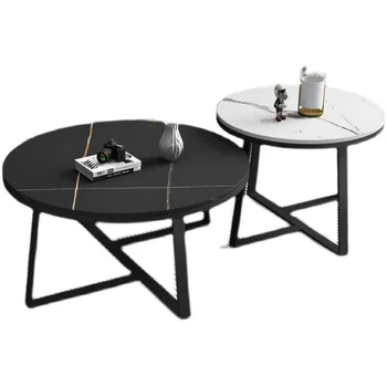 HXL בסגנון איטלקי אור יוקרה אבן צלחת קפה שולחן הסלון בבית תה גודל שולחן עגול מרפסת שולחן תה