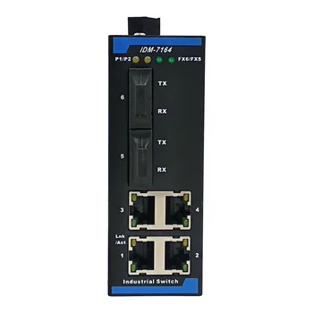 IDM-7164-SC 6 יציאות תעשייתי 100M Ethernet Switch Din Rail 2Port סיבים 4Port RJ45 מחבר 10/100Mbps משא ומתן אוטומטי