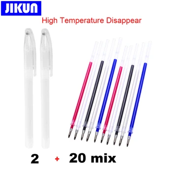 JIKUN 22Pcs/הגדרת טמפרטורה גבוהה נעלמים עט חום ניתן למחיקה בד עט תיק מילוי DIY טלאים דש הבגד עטי סמן