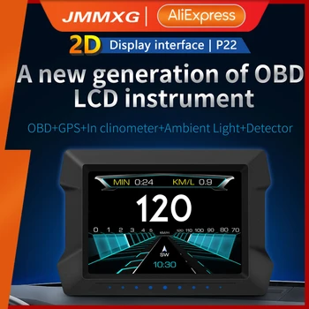 JMMXG המכונית האד תצוגה עילית OBD2 GPS כפול מערכת Head-Up Display מד המהירות Inclinometro עם מהירות יתר אזעקה&אבחון OBD