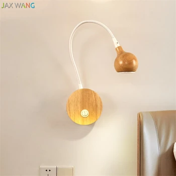JW הנורדית המודרנית אישיות מעץ מלא מנורת קיר LED אורות קיר עבור חדר השינה ליד המיטה ללמוד במעבר הביתה גופי תאורה עיצוב