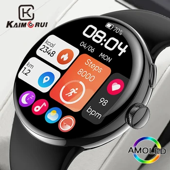 KAIMORUI Bluetooth לקרוא שעון חכם גברים AMOLED 360*360px מסך קצב לב צג עמיד במים 3ATM שחייה Smartwatch גבר נשים