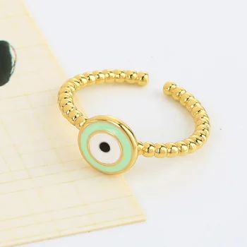 KELITCH חדש טורקית השטן עין טבעת טפטוף שמן אמייל מצופה זהב רטרו טבעת פתוחה גודל מתכוונן נשים אופנה תכשיטים הסיטוניים