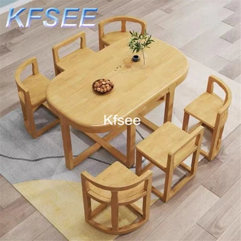 Kfsee 1 סט 130cm אורך משמעותי שולחן האוכל סט 6 הכיסא מושבים