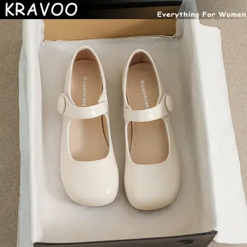 KRAVOO 2023 יוקרה אישה דירות משאבות נשים נעליים מזדמנים נשים סנדלי נשים 2023 מתוק משאבת מרי ג 'יין עגול הבוהן ג' יין נעליים