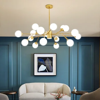 LED מודרנית תקרה נברשת תאורה לסלון חדר השינה מולקולרית נורדי יצירתי הביתה גופי תליון מנורה קישוט