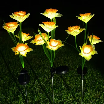 Led מנורה סולרית נרקיס מנורת פרחים מלאכותיים חיצוני חצר קישוט נוף