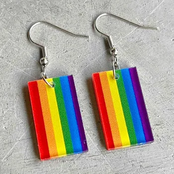 LGBTQ+ דגל גאווה עגילים הומו התקדמות גאווה בדגל הקשת זרוק עגיל הומו LGBTQ לסבית, דו מיני תכשיטים ואביזרים - 2PAIR
