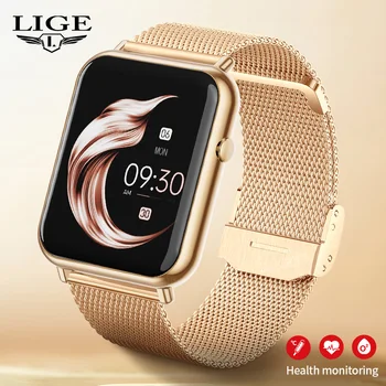 LIGE 2023 אופנה שעון חכם נשים קוראים תזכורת לחץ דם שעון טמפרטורת גוף ספורט הצמיד עמיד למים Smartwatch גברים