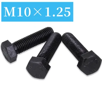 M10 x 1.25 ( 10mm ) שחור בסדר המגרש הקס כובע ברגים / ברגים שחור 8.8 סגסוגת פלדה חוט מדד הקש DIN 933 ISO 4017