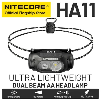 NITECORE HA11 פנס 240 לומן 36g בשביל לילה ריצת דיג, טרקים טיול עם סוללות AA אלקליין