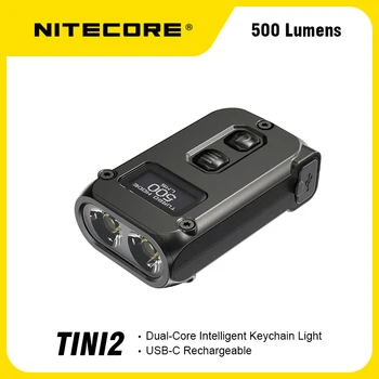 Nitecore TINI2 פנס OLED חכם Dual-Core מקש אור APC לישון טכנולוגיה, זמן המתנה באמצעות 500Lumens USB Type-C טעינה