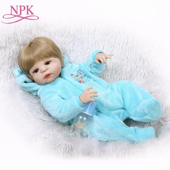 NPK 22Inch עור לבן בובה מציאותית מלאה סיליקון ויניל בחיים בובות התינוק נולד מחדש הבובה לילדים מתנות הילד הכי טוב למשחק
