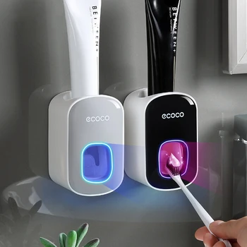 ONEUP אוטומטי מסחטת משחת שיניים Dispenser אבק-הוכחה מחזיק מברשת שיניים טואלט על הקיר לעמוד אמבטיה אבזרים סטים