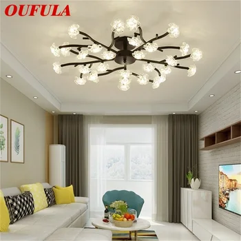 OUFULA נורדי אורות התקרה גופי עכשווי, יצירתי סניף מנורת LED הביתה הסלון