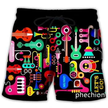 phechion אופנה חדשה גברים/נשים / כלי נגינה הדפסת 3D מזדמנים מכנסיים קצרים חידוש אופנת רחוב גברים רופף ספורט קצרים L132