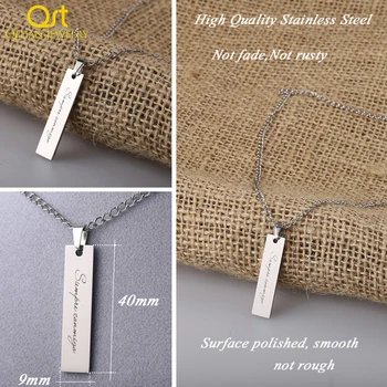 Qitian DIY מותאם אישית לייזר חרוט השם השרשרת לנשים/ גברים אישיים נירוסטה הצהרה שרשרת & תליונים תכשיטים