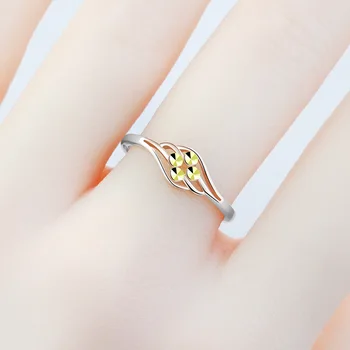 S925 בצבע זהב מצופה כסף סטרלינג תלתן הטבעת לנשים פשוט וקל יוקרה עניין מיוחד עיצוב צבע כסוף פתוח