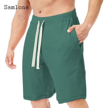 Samlona 2022 מסוגנן פשטות גברים בכיס עיצוב מכנסי גברים כל משחק אופנה תחתונה קיץ מזדמן שרוך קצרים חוף