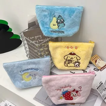 Sanrio קריקטורה אנימה Kuromi מלודי הלו קיטי קטיפה רקמת איפור שקית אחסון ילדה הלב תיק PVC מתנת יום הולדת לילדה