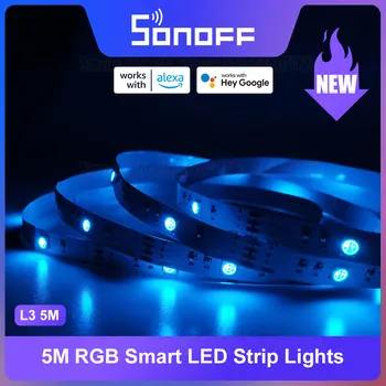 SONOFF L3 5 מטר RGB חכם ניתן לעמעום אור LED הרצועה רצועה גמישה אורות אפליקציה של שליטה מרחוק באמצעות eWeLink אלקסה הבית של Google