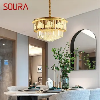 SOURA נברשת זהב המנורה אביזרי יוקרה אור תליון מודרני הביתה LED דקורטיבי לחיות בחדר האוכל