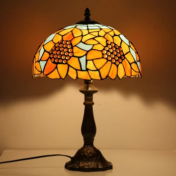 TEMAR טיפאני זכוכית מנורות שולחן LED מודרני יצירתי חמניות שולחן אור אופנה עיצוב הבית הסלון, חדר השינה