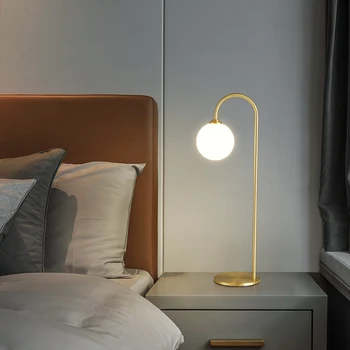 TEMAR עכשווי פליז מנורת שולחן LED זהב נחושת השולחן עיצוב תאורה מודרני הביתה מחקר השינה