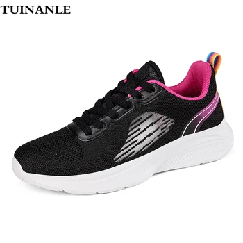 TUINANLE נעלי ספורט נשים נעלי רשת לנשימה שרוכים פלטפורמת נעלי הספורט הנשי קל ספורט נעלי ריצה Tenis Feminino